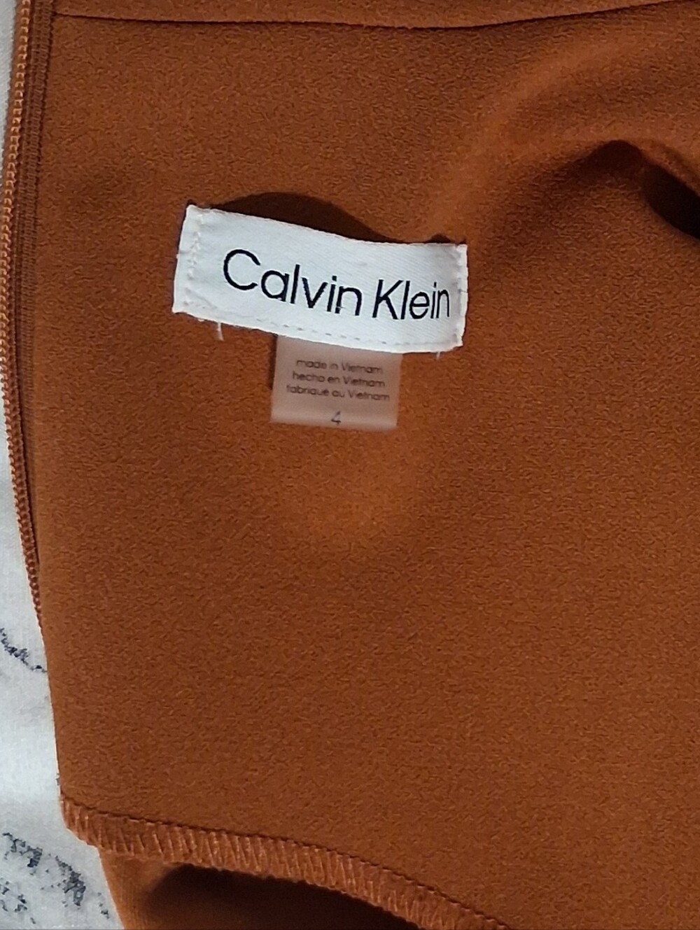 Calvin Klein Sleeveless Midi Dress in Rust Orange - Picture 4 of 4
